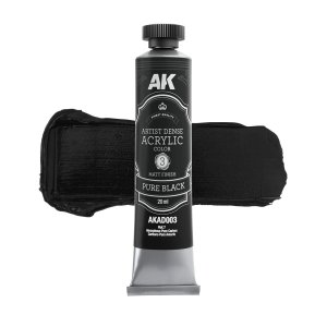 AK Interactive AD003 - Artystyczna gęsta farba akrylowa Pure Black 20 ml