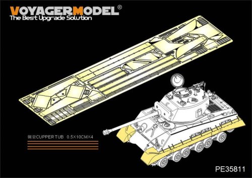 Przejdź do produktu VOYAGER PE35811 - 1:35 WWII US M4A3E8 Sherman Fenders/Track Cover Photo Etched set