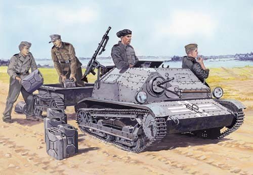 Przejdź do produktu MIRAGE 35515 - 1:35 Tankietka TKS-MG15 z wózkiem transportowym