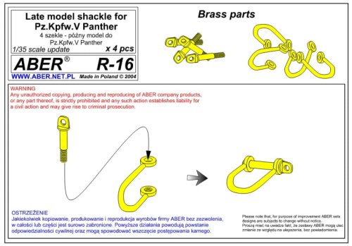 Przejdź do produktu ABER R-16  - 1:35 Late model shackle for Pz.Kpfw.V Panther