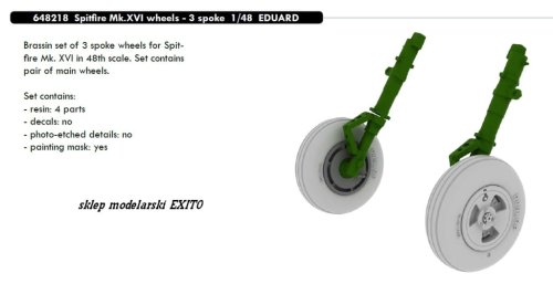 Przejdź do produktu EDUARD 648218 - 1:48 Spitfire Mk.XVI wheels - 3 spoke