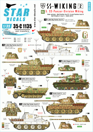 Przejdź do produktu STAR DECALS 35-C1135 - 1:35 SS-Wiking # 2. Stab vehicles. Bef-Panther, Panther, Bef-PzKpfw IV, SdKfz 251.