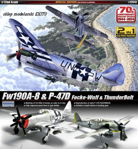 Przejdź do produktu ACADEMY 12513 - 1:72 Focke Wulf Fw 190A-8 & P-47D Thunderbolt