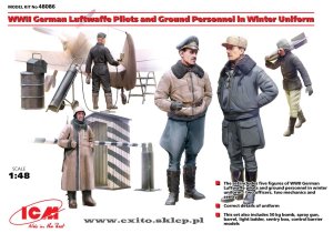 ICM 48086 - 1:48 WW II German Luftwaffe Pilots and Ground Personnel in Winter Uniform w/ accessories