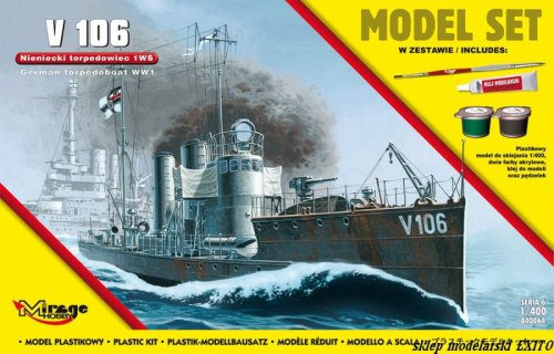 Przejdź do produktu MIRAGE 840064 - 1:400 V106  Niemiecki okręt torpedowy - Model Set