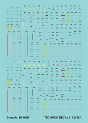 Przejdź do produktu TECHMOD 72055 - 1:72 Me-109E Stencils