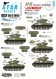 STAR DECALS 35-C1043 - 1:35 US M4A3E2 Jumbo Assault Tank.