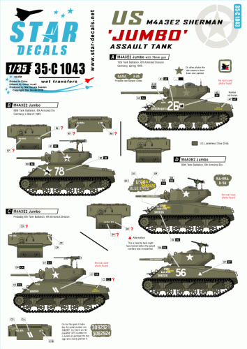Przejdź do produktu STAR DECALS 35-C1043 - 1:35 US M4A3E2 Jumbo Assault Tank.