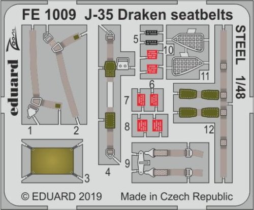 Przejdź do produktu EDUARD FE1009 - 1:48 J-35 Draken seatbelts - Steel