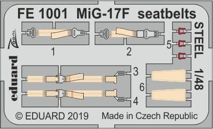 Przejdź do produktu EDUARD FE1001 - 1:48 MiG-17F seatbelts - Steel