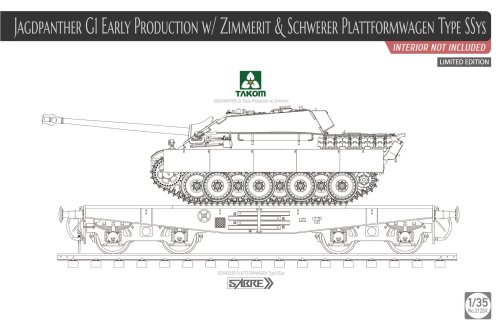 Przejdź do produktu TAKOM 2125X - 1:35 Jagdpanther G1 Early Production w/zimmerit & Schwerer Plattformwagen Type Ssys