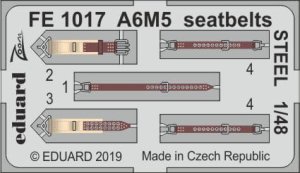 EDUARD FE1017 - 1:48 A6M5 seatbelts - Steel