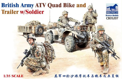 Przejdź do produktu BRONCO CB 35207 - 1:35 British Army ATV Quad Bike & Trailer w/ Soldier