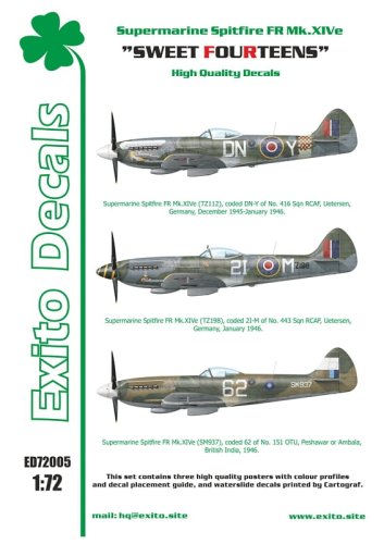 Przejdź do produktu EXITO DECALS ED72005 - 1:72 Sweet Fourteens - Supermarine Spitfire Mk. XIVe
