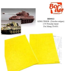 BORDER BD0022 - 1:35 Arkusz masek do kamuflażu czołgu King Tiger (Tricolor stripes)