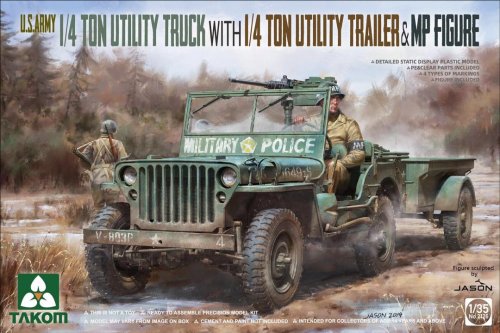 Przejdź do produktu TAKOM 2126 - 1:35 US Army 1/4 ton utility Truck with 1/4 ton utility trailer & MP Figure