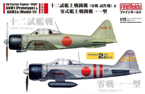 Przejdź do produktu FINE MOLDS FP34 - 1:72 IJN Carrier Fighter Zero A6M1 (Prototype) & A6M2a (Model 11) 2 kits