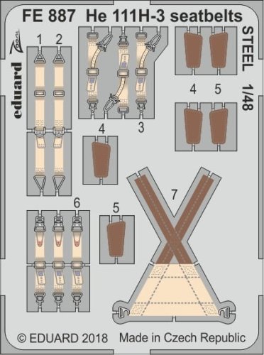 Przejdź do produktu EDUARD FE887 - 1:48 He 111H-3 seatbelts- Steel