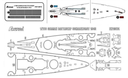 Przejdź do produktu FLYHAWK 710074 - 1:700 German Battleship Scharnhorst 1943 Wooden Deck