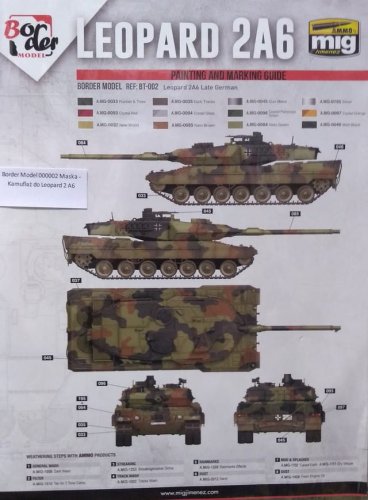 Przejdź do produktu BORDER 000002 - 1:35 Arkusz masek do kamuflażu czołgu Leopard 2 A6