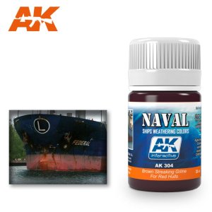 AK INTERACTIVE 304 - Naval - Brown Streaking Grime For Red Hulls