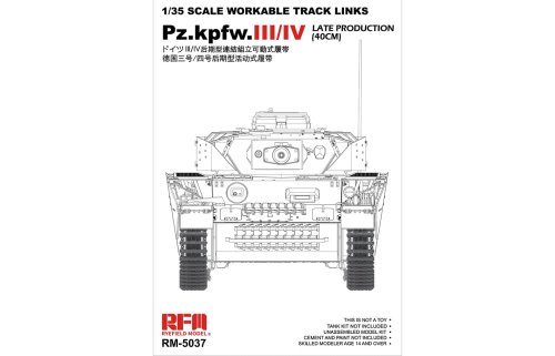 Przejdź do produktu RYE FIELD MODEL 5037 - 1:35 Pz.Kpfw. III/IV Late Production(40cm) workable track links