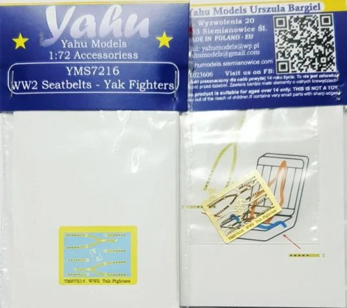 Przejdź do produktu YAHU YMS7216 - 1:72 WW2 Soviet Yak pasy fototrawione