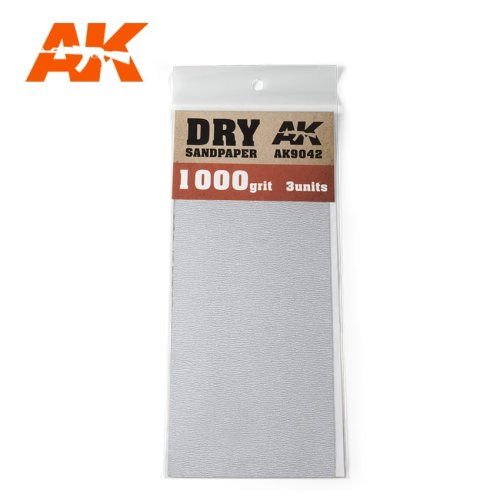Przejdź do produktu AK INTERACTIVE 9042 - Papier ścierny do szlifowania na sucho, 3 arkusze, gradacja 1000