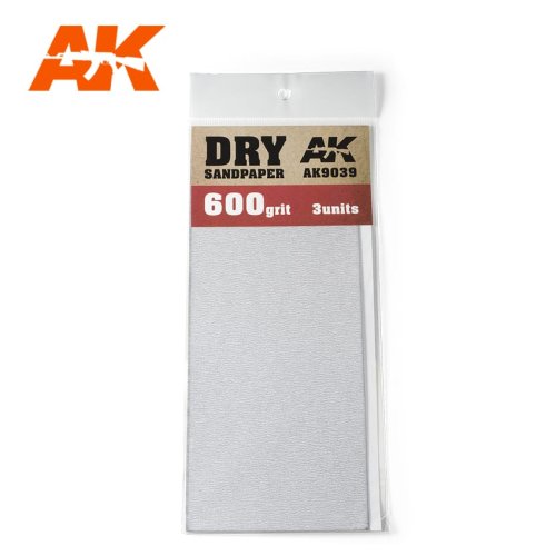 Przejdź do produktu AK INTERACTIVE 9039 - Papier ścierny do szlifowania na sucho, 3 arkusze, gradacja 600