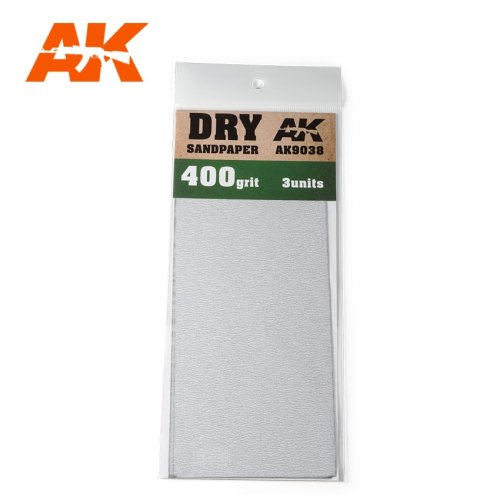 Przejdź do produktu AK INTERACTIVE 9038 - Papier ścierny do szlifowania na sucho, 3 arkusze, gradacja 400