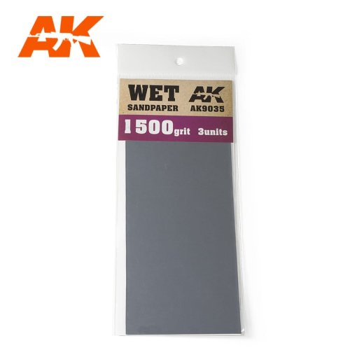 Przejdź do produktu AK INTERACTIVE 9035 - Papier ścierny do szlifowania na mokro, 3 arkusze, gradacja 1500