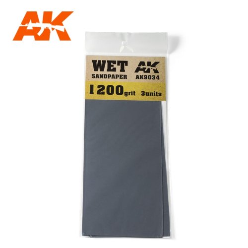 Przejdź do produktu AK INTERACTIVE 9034 - Papier ścierny do szlifowania na mokro, 3 arkusze, gradacja 1200