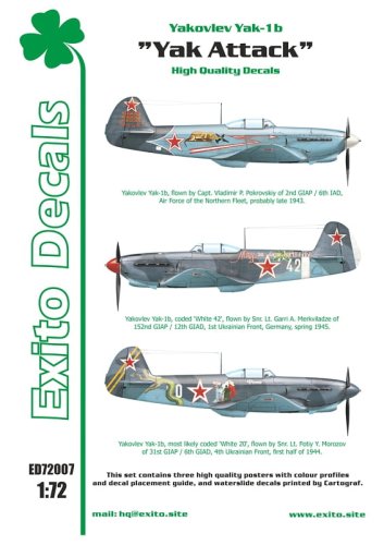Przejdź do produktu EXITO DECALS ED72007 - 1:72 Yak Attack - Yakovlev Yak-1b