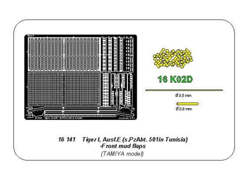 Przejdź do produktu ABER 16141 - 1:16 Tiger I, E Tunisia 501 abt Front mud flaps