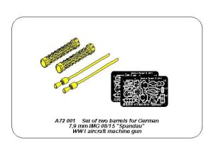 ABER A72001  - 1:72 Set of two barrels for lMG 08/15 Spandau WWI Aircraft machine gun