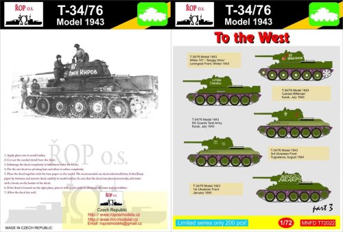 Przejdź do produktu ROPOS MNFDT72022 - 1:72 T-34/76 Model 1943 - To the West