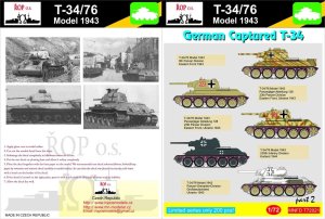 ROPOS MNFDT72021 - 1:72 T-34/76 Model 1943 - German captured T-34