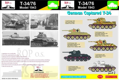Przejdź do produktu ROPOS MNFDT72021 - 1:72 T-34/76 Model 1943 - German captured T-34