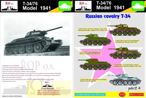Przejdź do produktu ROPOS MNFDT72016 - 1:72 T-34/76 Model 1941 - Russian cavalry T-34