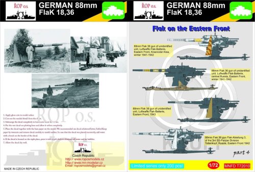 Przejdź do produktu ROPOS MNFDT72010 - 1:72 German 88mm Flak 18,36 - Flak on the Eastern Front
