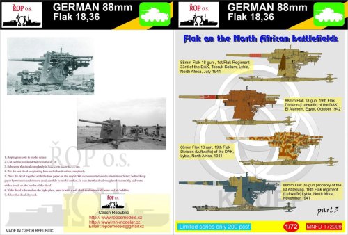 Przejdź do produktu ROPOS MNFDT72009 - 1:72 German 88mm Flak 18,36 - Flak on the North African battlefields