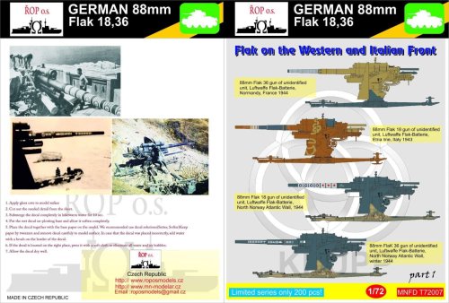 Przejdź do produktu ROPOS MNFDT72007 - 1:72 German 88mm Flak 18,36 - Flak on the Western and Italian Front