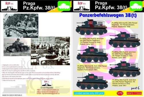 Przejdź do produktu ROPOS MNFDT72006 - 1:72 Praga Pz.Kpfw. 38(t) - Panzerbefehlswagen 38(t)