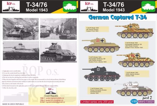 Przejdź do produktu ROPOS MNFDT35021 - 1:35 T-34/76 Model 1943 - German Captured T-34