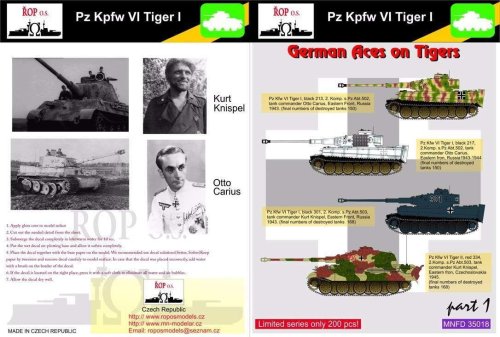 Przejdź do produktu ROPOS MNFDT35018 - 1:35 PzKpfw IV Tiger I,II - German aces on Tigers
