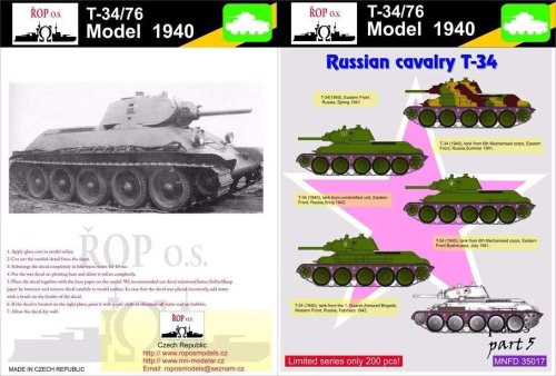 Przejdź do produktu ROPOS MNFDT35017 - 1:35 T-34/76 Model 1940 - Russian cavalry T-34