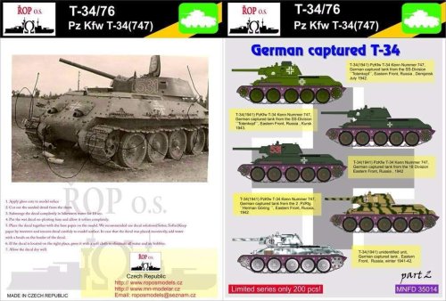 Przejdź do produktu ROPOS MNFDT35014 - 1:35 T-34/76 Pz.Kpwf T-34(747) - German captured T-34