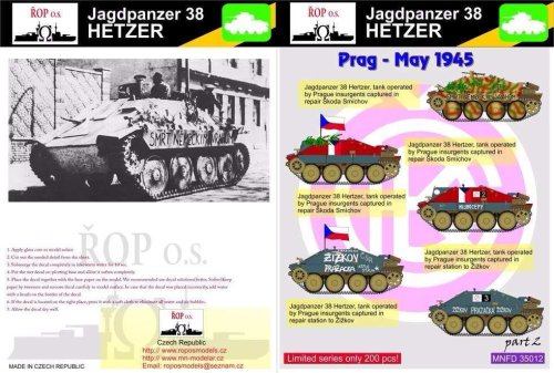 Przejdź do produktu ROPOS MNFDT35012 - 1:35 Jagdpanzer 38 HETZER - Prag May 1945