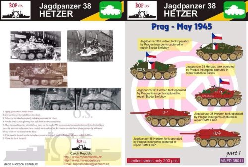 Przejdź do produktu ROPOS MNFDT35011 - 1:35 Jagdpanzer 38 HETZER - Prag May 1945