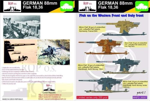 Przejdź do produktu ROPOS MNFDT35007 - 1:35 German 88mm Flak 18,36 - Flak on the Western Front and Italy Front